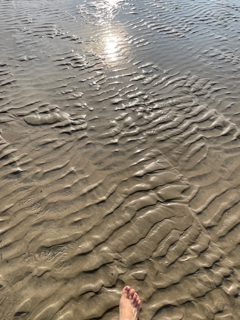 plage sable reflets du soleil et pied nu representant le mouvement, le soin energetique a rouen, soin energetique a sotteville les rouen